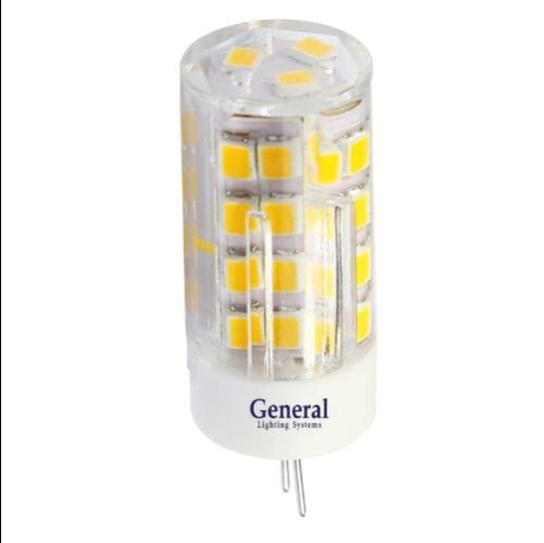 Лампа светодиодная G4 5Вт 220V белый свет пластик General 652100