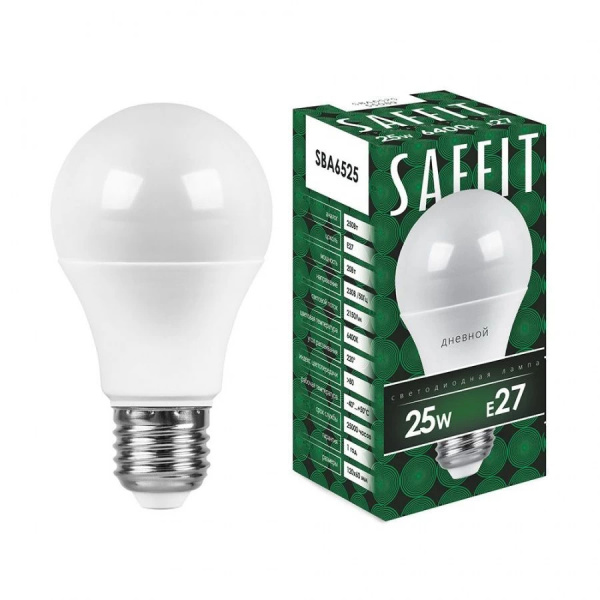 Лампа светодиодная шар A65 25Вт Е27 белый свет Smartbuy 4К