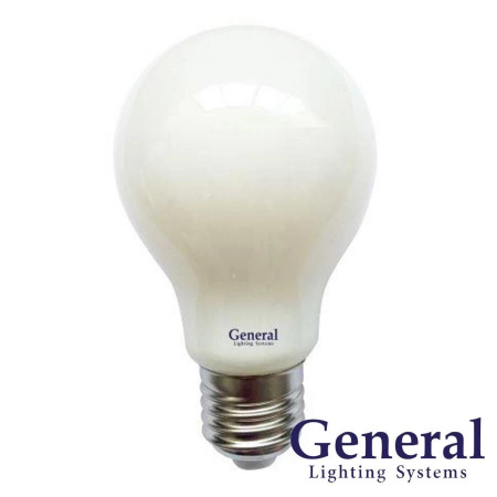 Лампа светодиодная шар A60 E27 10Вт белый свет филамент (нитевидная) прозр.. General LOFT