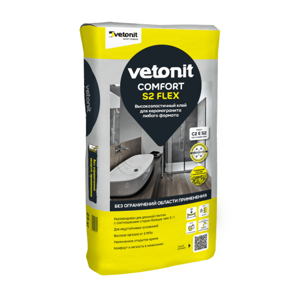 Клей для плитки Vetonit Comfort S2 Flex 25кг эластичный