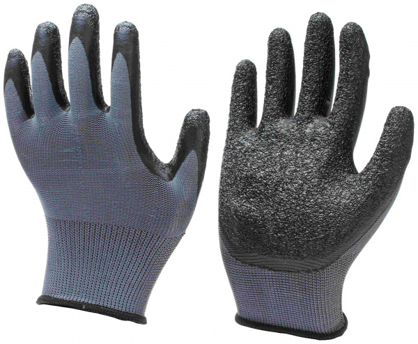 Перчатки  П/Э серые  с черным латексным покрытием (SQ-L104)
