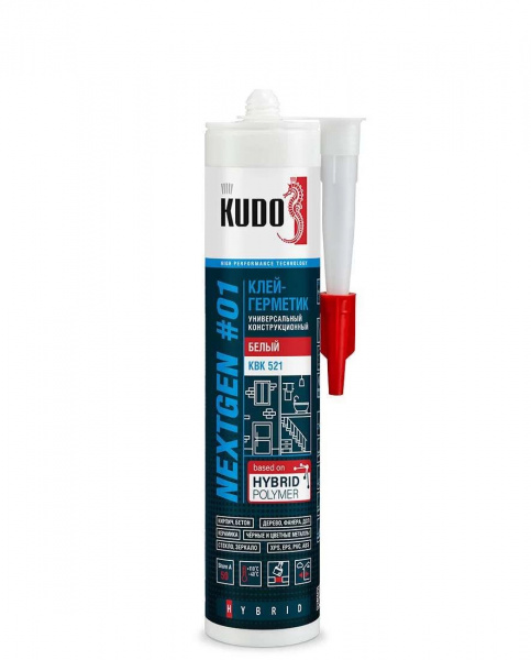Клей-герметик KUDO гибридный шор 50 белый 280 мл KBK-521