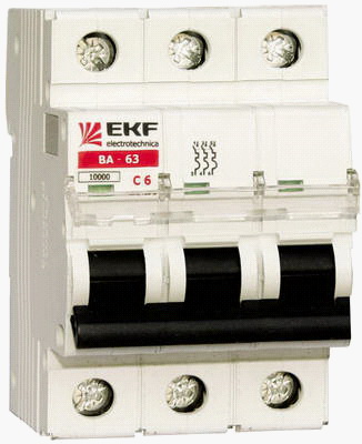 Выключатель-автомат ВА 47-63-16А 3 п.EKF Proxima купить в каталоге интернет магазина СМИТ с доставкой по Улан-Удэ