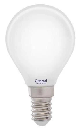 Лампа светодиодная шар P45 E14 8Вт белый свет филамент (нитевидная) матов. General LOFT