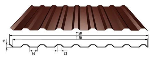 Профнастил  МП-20 1,15*6,0м (ПЭ-01-8017-0,45) шоколад
