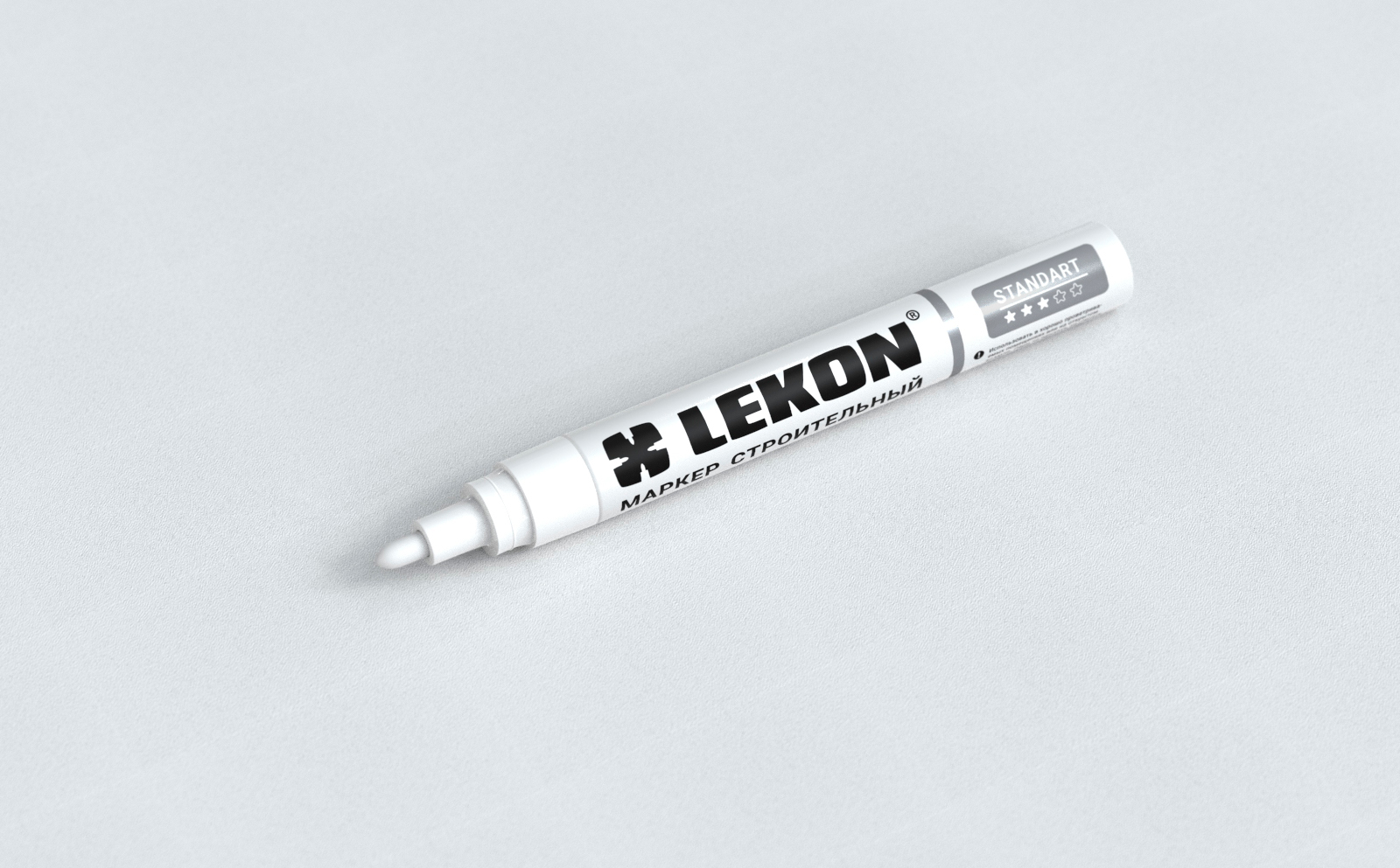 Маркер LEKON Standart 4мм с нитроэмалью. белый 12/144/1296. арт.011904