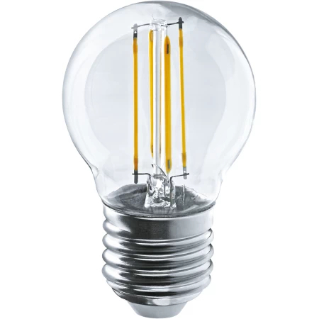 Лампа светодиодная шар P45 E27 10Вт теплый свет филамент (нитевидная) прозр. General LOFT