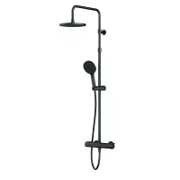 Душевая система AM.PM X-Joy F0785A422,см-ль без излива с ТМС, душ.штанга,верхний душ 220мм, ручн душ, ЧЕРН.