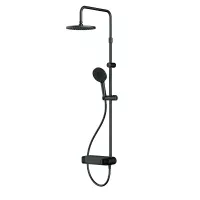 Душевая система AM.PM X-Joy F0785A622,см-ль-полка без излива, душ.штанга, верхн. душ 220мм, ручн душ, ЧЕРН.