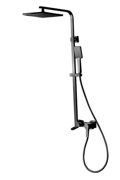 Душевая система СМАРТ Велнес со смесителем ванна/душ,комплект:штанга,шланг,лейка SM1607ВК,черный матовый