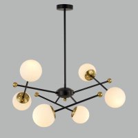 Люстра MELODY 6581/6 чер.зол./бел.металл/стекло E14 6*40W 220V купить в каталоге интернет магазина СМИТ с доставкой по Улан-Удэ