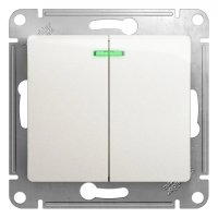 Выключатель 2 кл с/п с подсв Перлам Glossa GSL000653 (20/160)