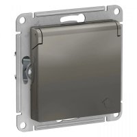 Розетка 1гн с/п с з/к штор. с крыш. IP44 Сталь AtlasDesign ATN000946 (20/160)