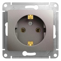 Розетка 1гн с/п с з/к Платина Glossa GSL001243 (20/160)
