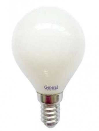 Лампа светодиодная шар P45 E27 8Вт теплый свет филамент (нитевидная) матов. General LOFT