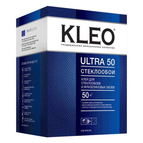 Клей обойный KLEO ULTRA 50 для стеклообоев, 500 гр (12)