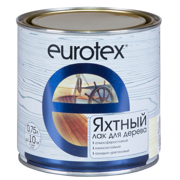 Лак яхтный алкидный полуматовый EUROTEX Premium, 0,75кг