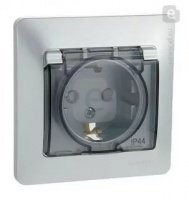 Розетка 1гн с/п с з/к  в сборе, штор. с крыш. IP44 Алюминий Glossa GSL000348 (10/160) купить в каталоге интернет магазина СМИТ с доставкой по Улан-Удэ
