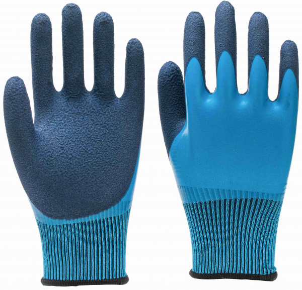 Перчатки  П/Э синие с черным латексным покрытием (FS-P01)
