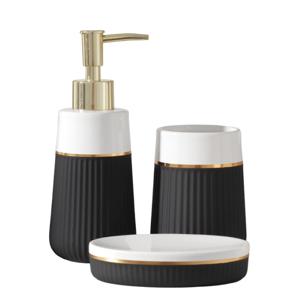 Набор для ванной Grace 3 предмета (дозатор, стакан, мыльницы), цвет черный/белый 7500328