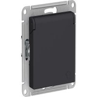 Розетка 1гн с/п с з/к штор. с крыш. IP44 Базальт AtlasDesign ATN001446 (5/20)