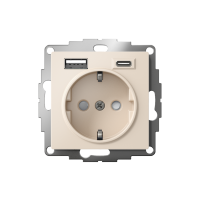 Розетка 1гн с/п с з/к + 2USB (1 порт А+1 порт C ) Бежевый AtlasDesign ATN000232 (8/48)
