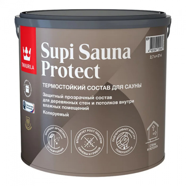 Антисептик для саун TIKKURILA SUPI SAUNA PROTECT п/мат 2,7л