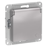 Розетка 1гн с/п с з/к штор. с крыш. IP44. Алюминий AtlasDesign ATN000346 (5/20)
