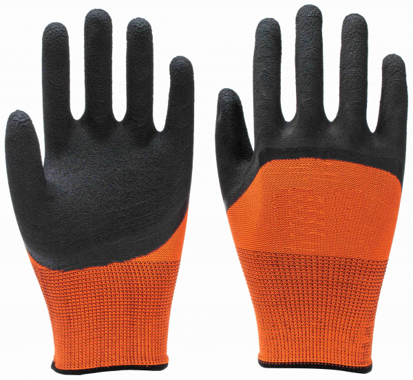 Перчатки  П/Эстер оранж. с черным латексным покрытием (SQ-FL02)