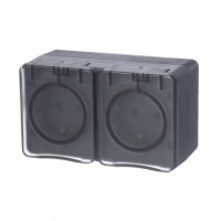 Розетка 2гн о/п с/з со шт. АНТРАЦИТ AtlasDesign PROFI IP54 16А 250B (6/48) ATN544026