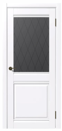 Дверное полотно Омега остекленное белое 600*2000мм ст.Ромб