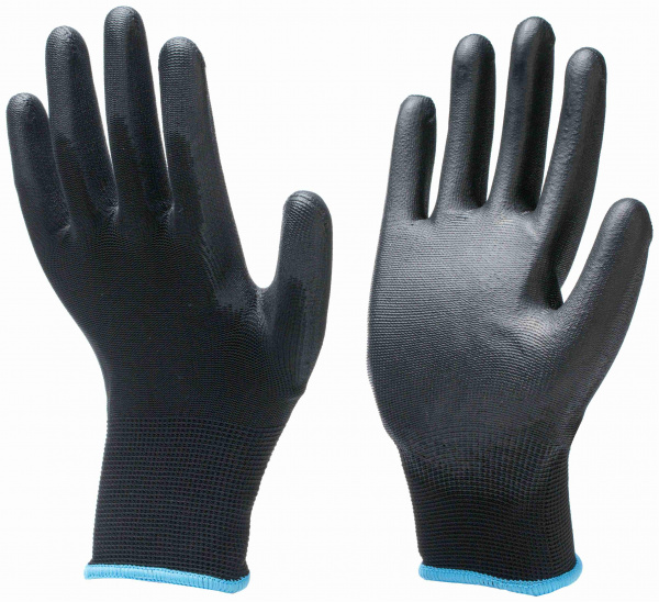 Перчатки  П/Эстер черные с черным латексным покрытием (SQ-PUC03)