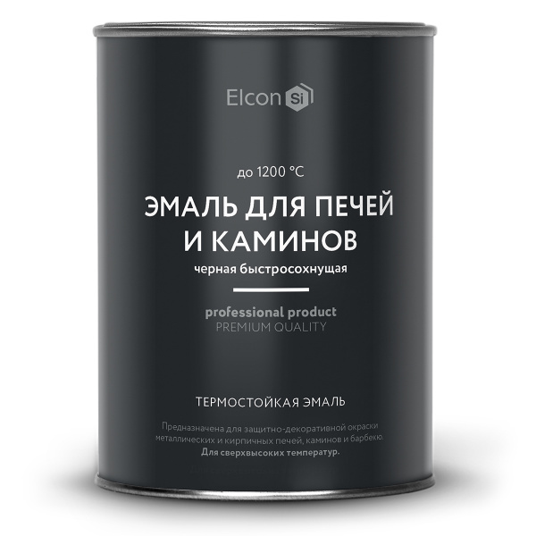 Эмаль термостойкая для печей  Elcon Max Therm черная 1200С, 0,8кг
