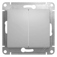 Выключатель 2 кл с/п Алюминий Glossa GSL000351 (20/160)