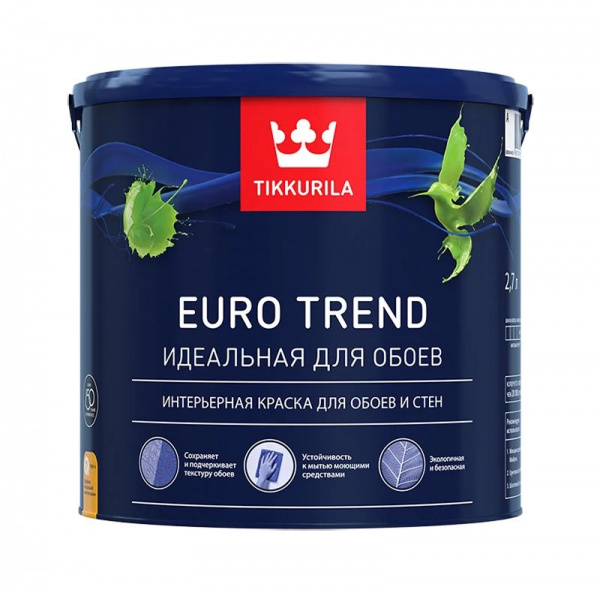 Краска TIKKURILA EURO TREND  A  2,7 л  для обоев и стен
