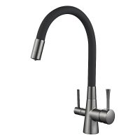 Смеситель для мойки LAUTE T60003BY-2,под фильтр и гибким изливом,графит